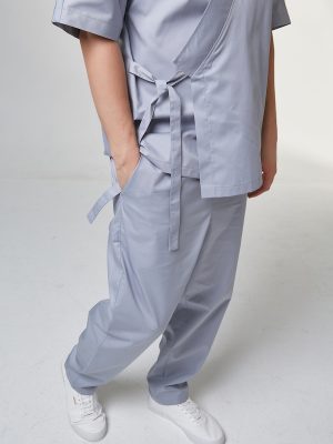 Медицинский костюм кимоно мужской серый